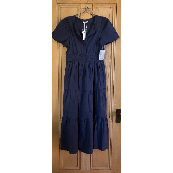 STITCHDROP Womens Tempe Cotton Tiered 100% Cotton Midi Dress Medium Blue SP NWT - Picture 2 of 12